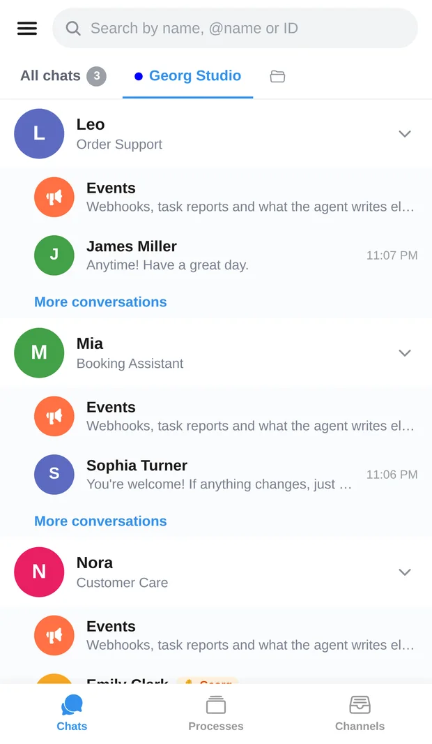 AIRONIK — Chats: agents from external platforms and their customer conversations